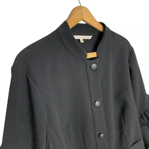 Rachel Roy Black Ruffle Sleeve Boxy Goth Button Down Jacket - Picture 4 of 11